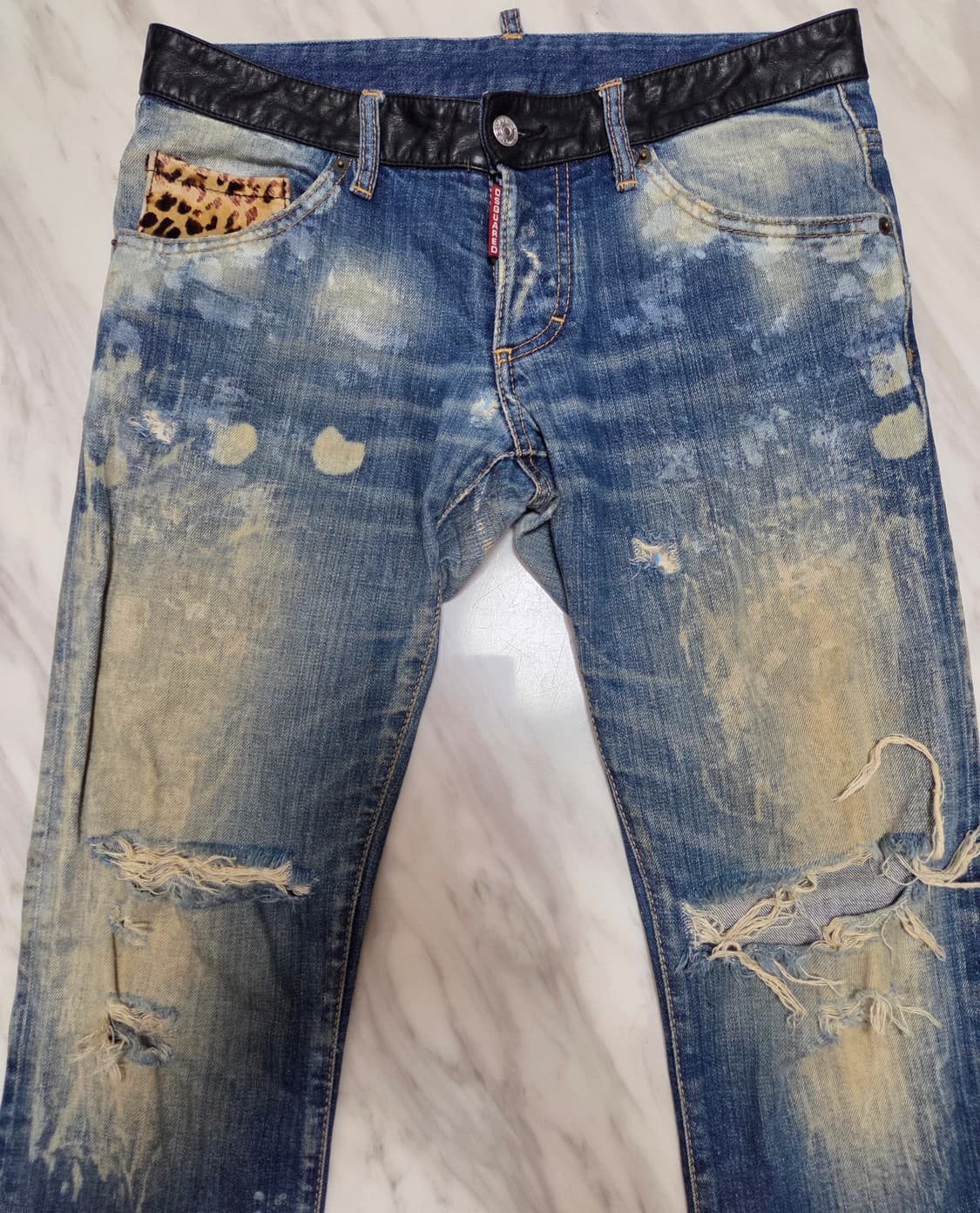 디스퀘어드 가죽트리밍 레오파드포켓 데님팬츠 상품이미지3