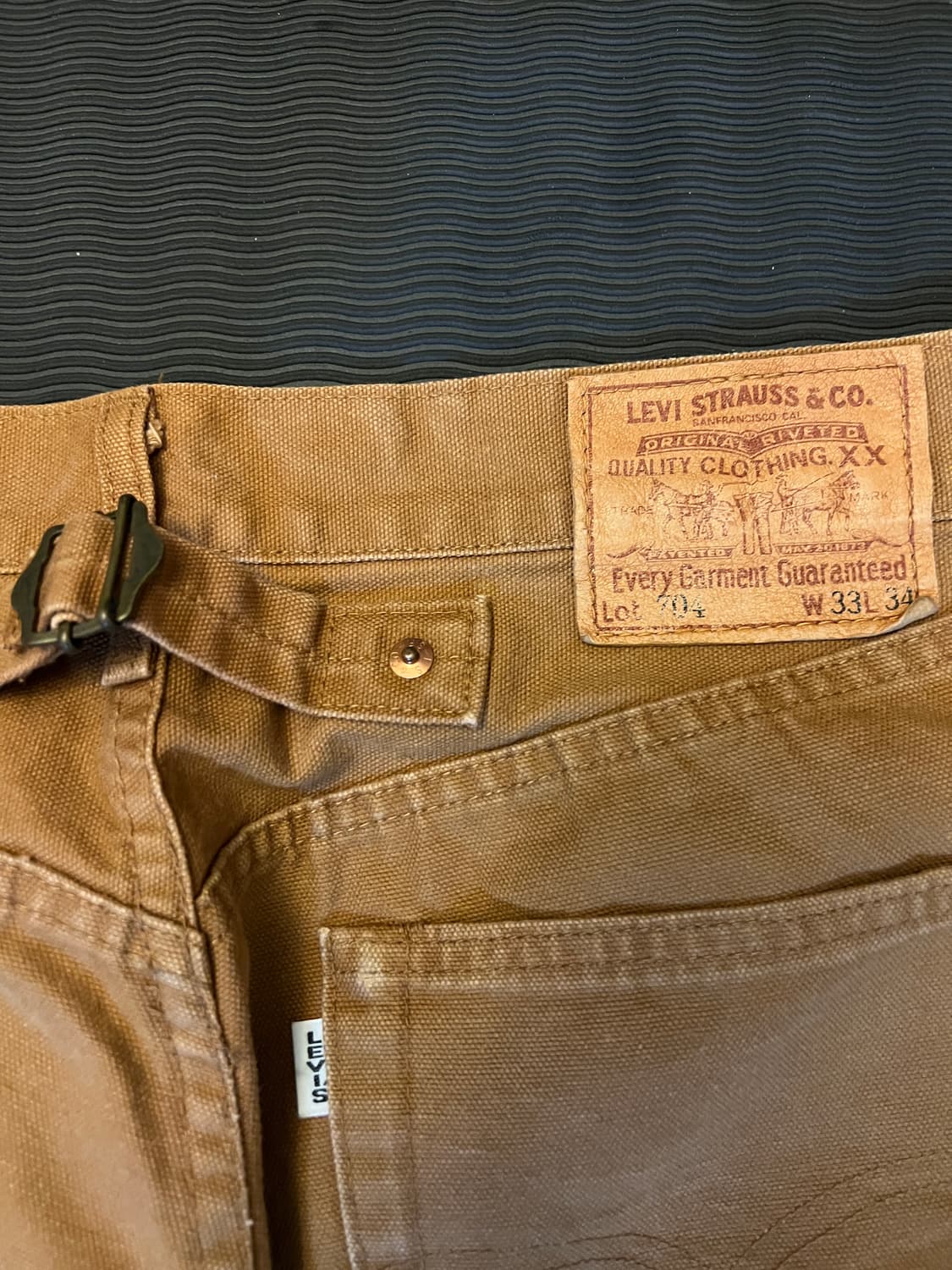 90s LVC 일본 704 신치백 워크팬츠 덕캔버스 복각 허리단면 40 상품이미지3