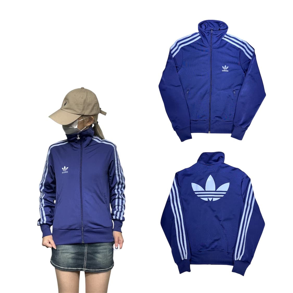 아디다스 퍼플 파이어버드 스카이 블루 빅 로고 삼선 트랙탑 져지 95 상품이미지1