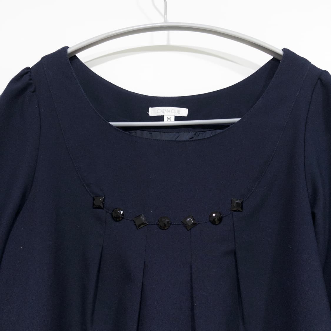 시네마클럽 빈티지 파츠 퍼프 미디원피스 / 네이비 상품이미지1