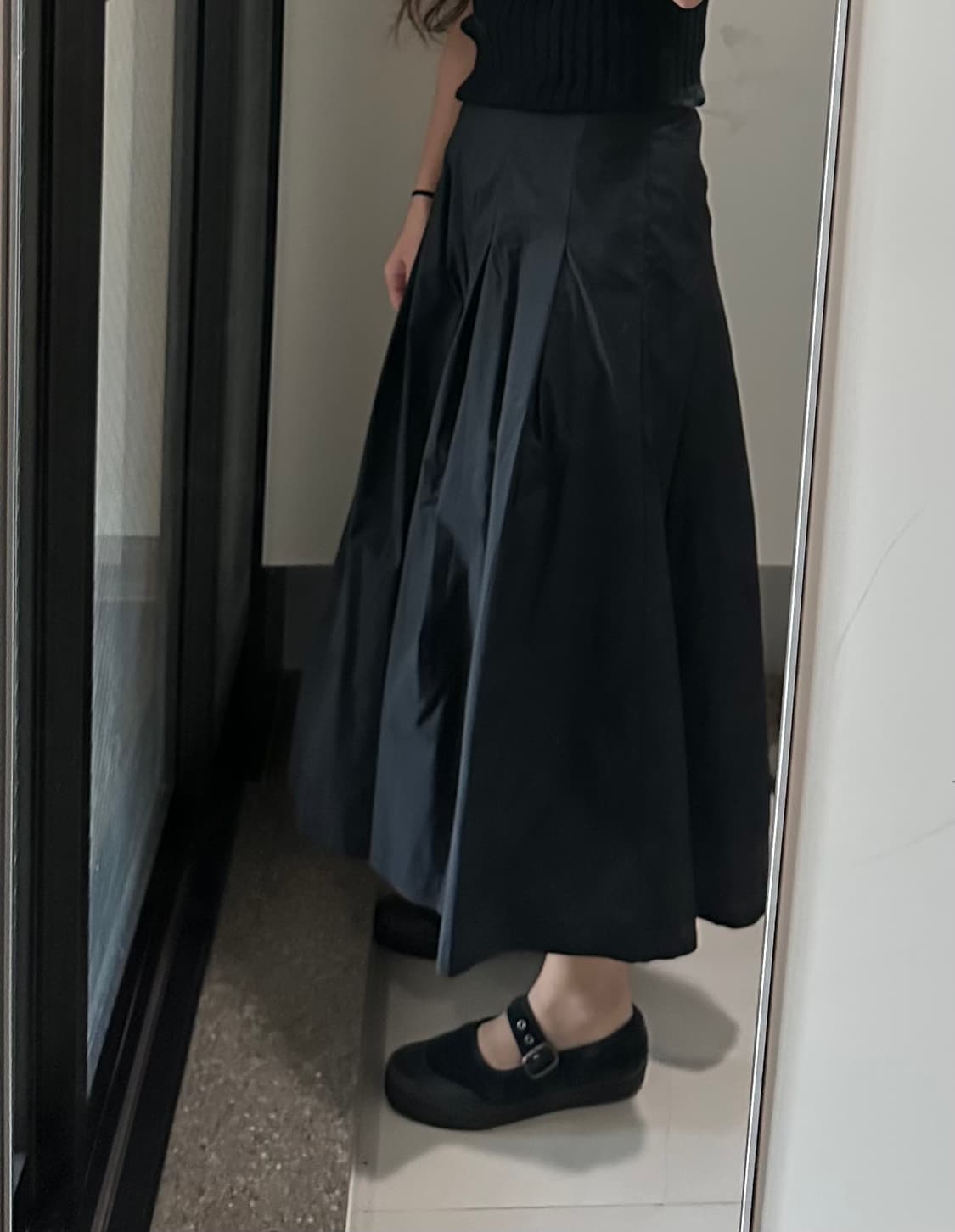 무인양품 스트레치 턱 스커트 S 블랙 상품이미지3