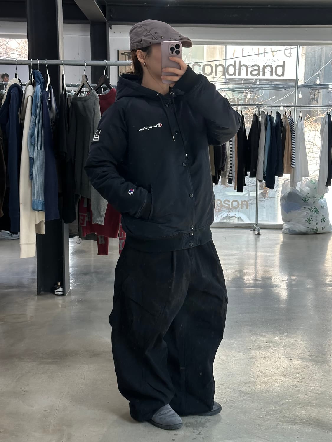 챔피온 성조기 누빔 후드 바시티자켓 상품이미지4