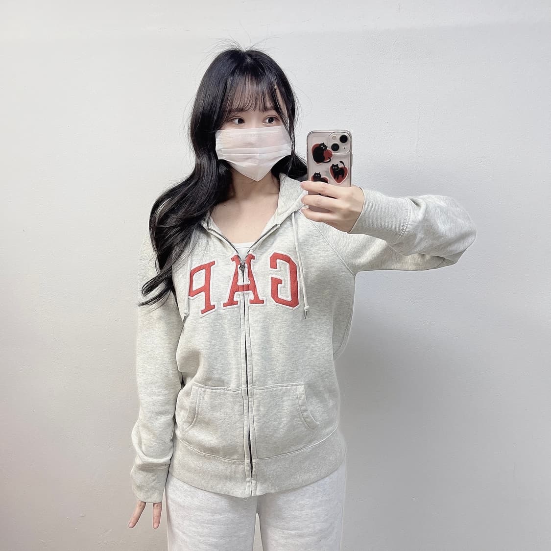 갭 GAP 스펠 로고 후드집업 그레이 상품이미지1