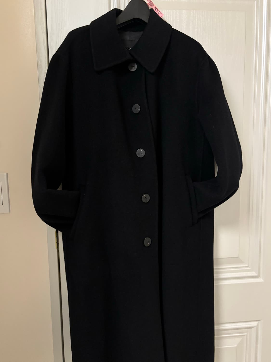 ZOOC 싱글 버튼 벨티드 롱 코트 블랙 55 상품이미지1