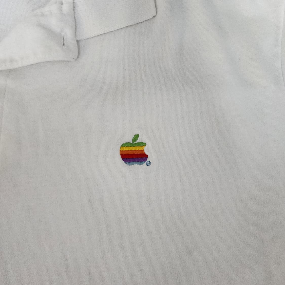 [XL] 90s 빈티지 애플 APPLE 무지개 로고 화이트 폴로티 상품이미지2