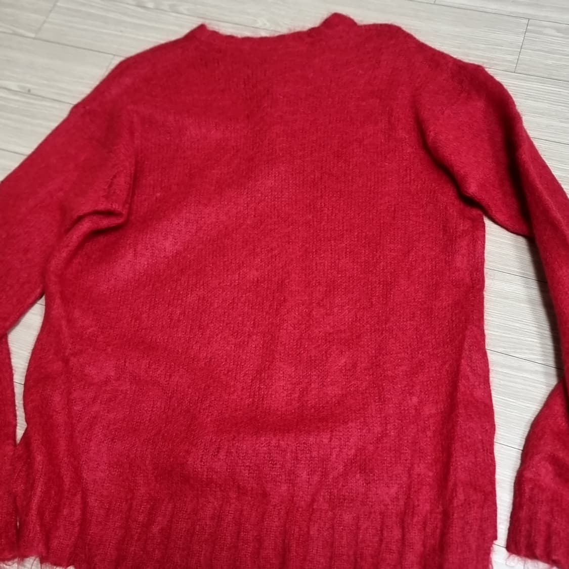 90s 빈티지 레드 모헤어 니트 헨리넥 스웨터(105) 상품이미지5