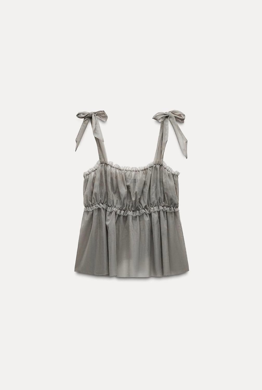 자라 리본 튤 탑 시스루 상품이미지1