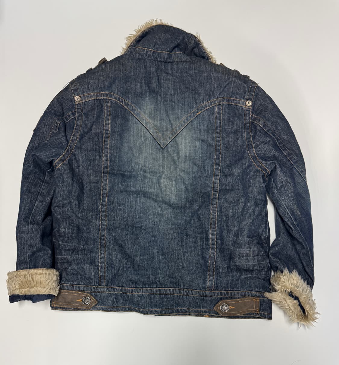 빈티지 y2k 올드스쿨 양털 퍼 데님자켓 상품이미지2