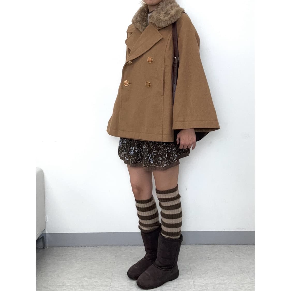 빈티지 브라운 하프 코트 자켓 상품이미지2
