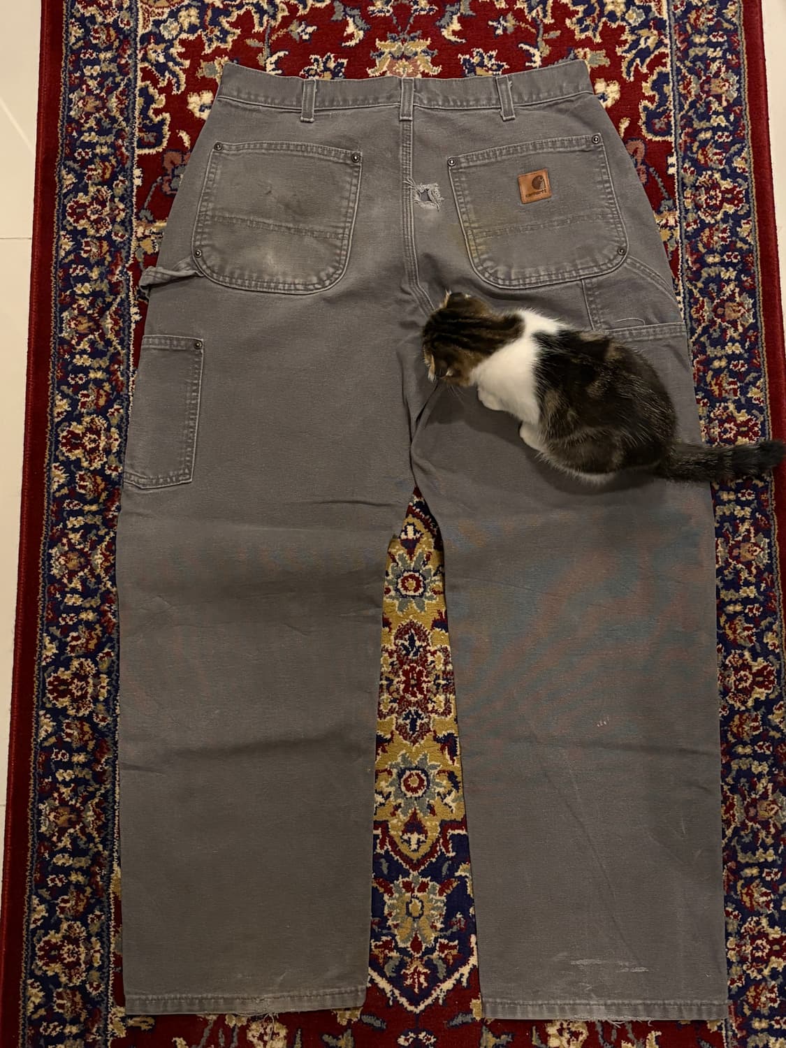 [B136] 빈티지 칼하트 더블니 그레이 차콜 썩블니 덩가리핏 32x30 상품이미지5