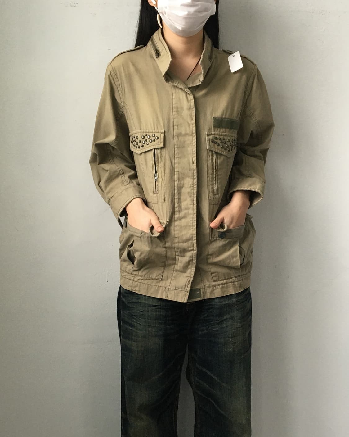 Stud point high neck jacket 상품이미지1