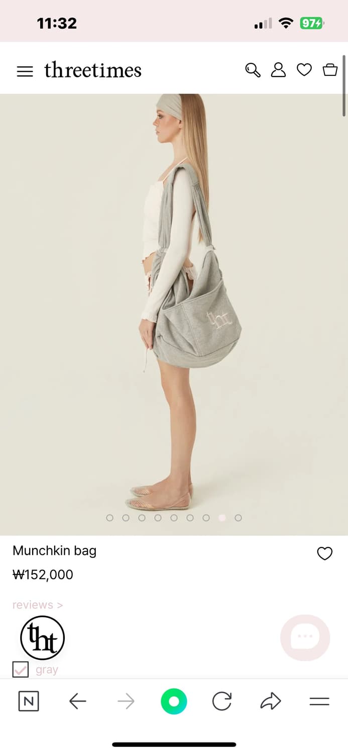 쓰리타임즈 먼치킨 백 munchkin bag 그레이 상품이미지1