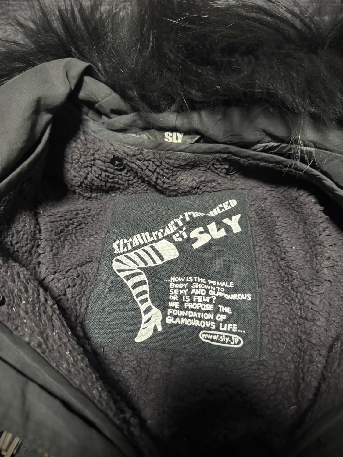 SLY Zipper detail black fur long jacket 상품이미지3