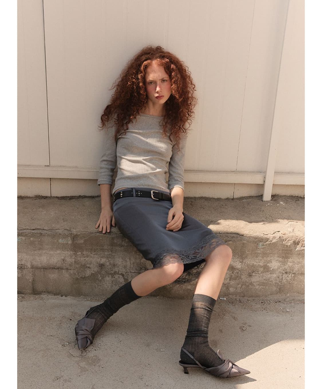 오데스 3/4 버튼 티 - 그레이 상품이미지3