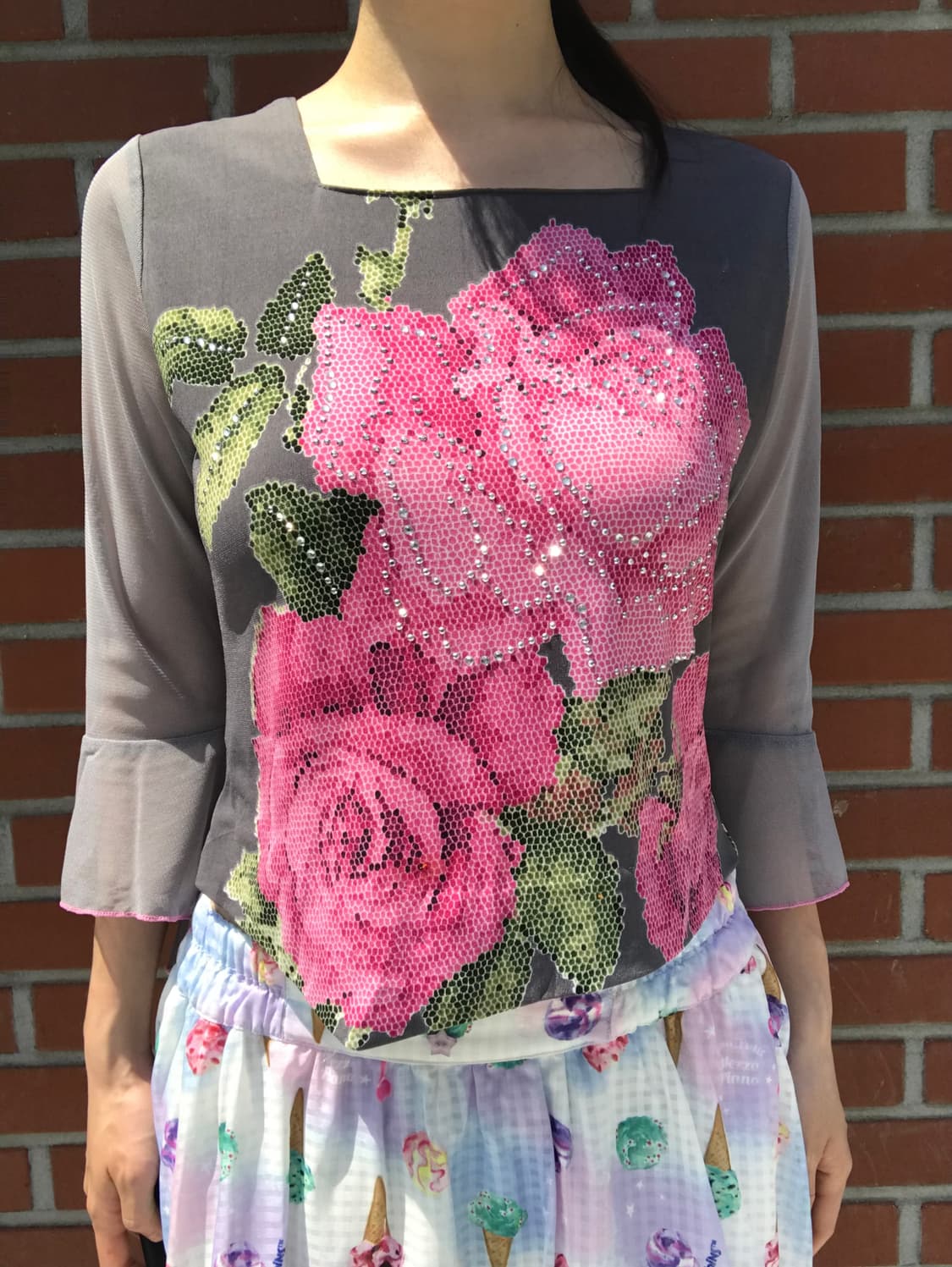 vintage flower pattern mesh top 상품이미지8