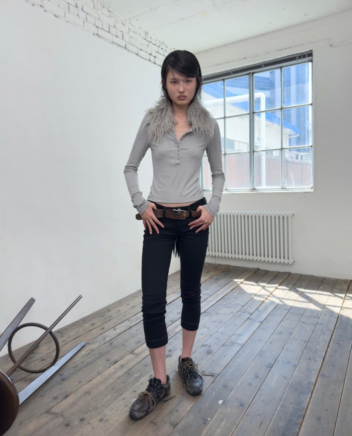 포르테나 MIX POINT LONG SLEEVE BUTTON T-SHIR 상품이미지2