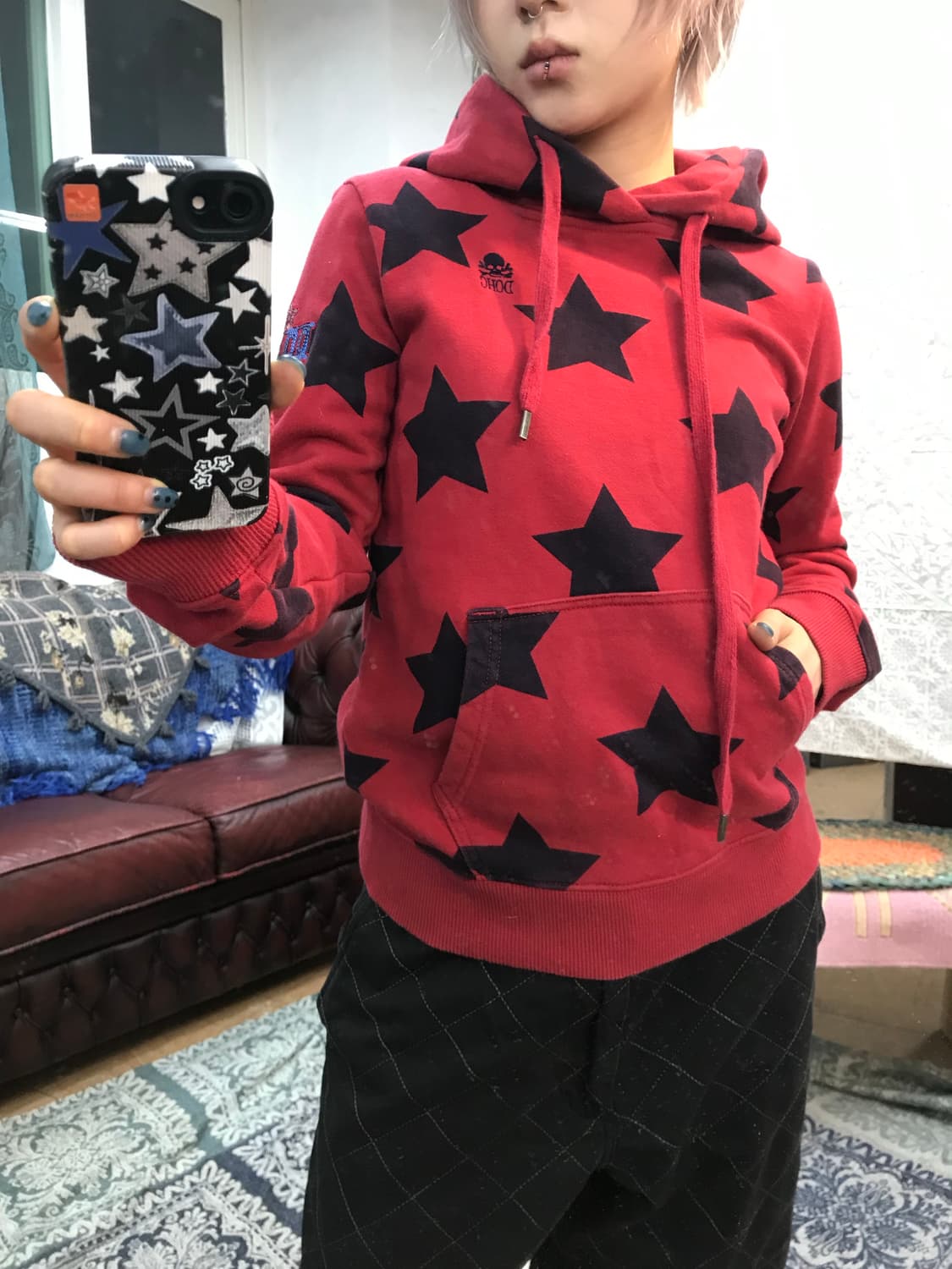 DOHC 빈티지 별 프린팅 후드티  상품이미지1