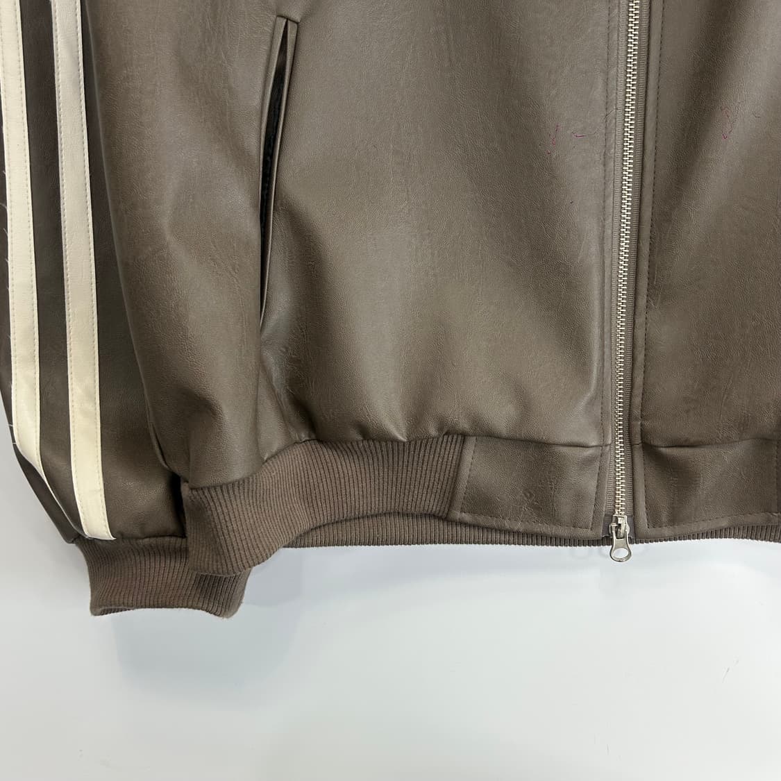 애쉬 브라운 트랙 바이커 레더자켓 상품이미지5