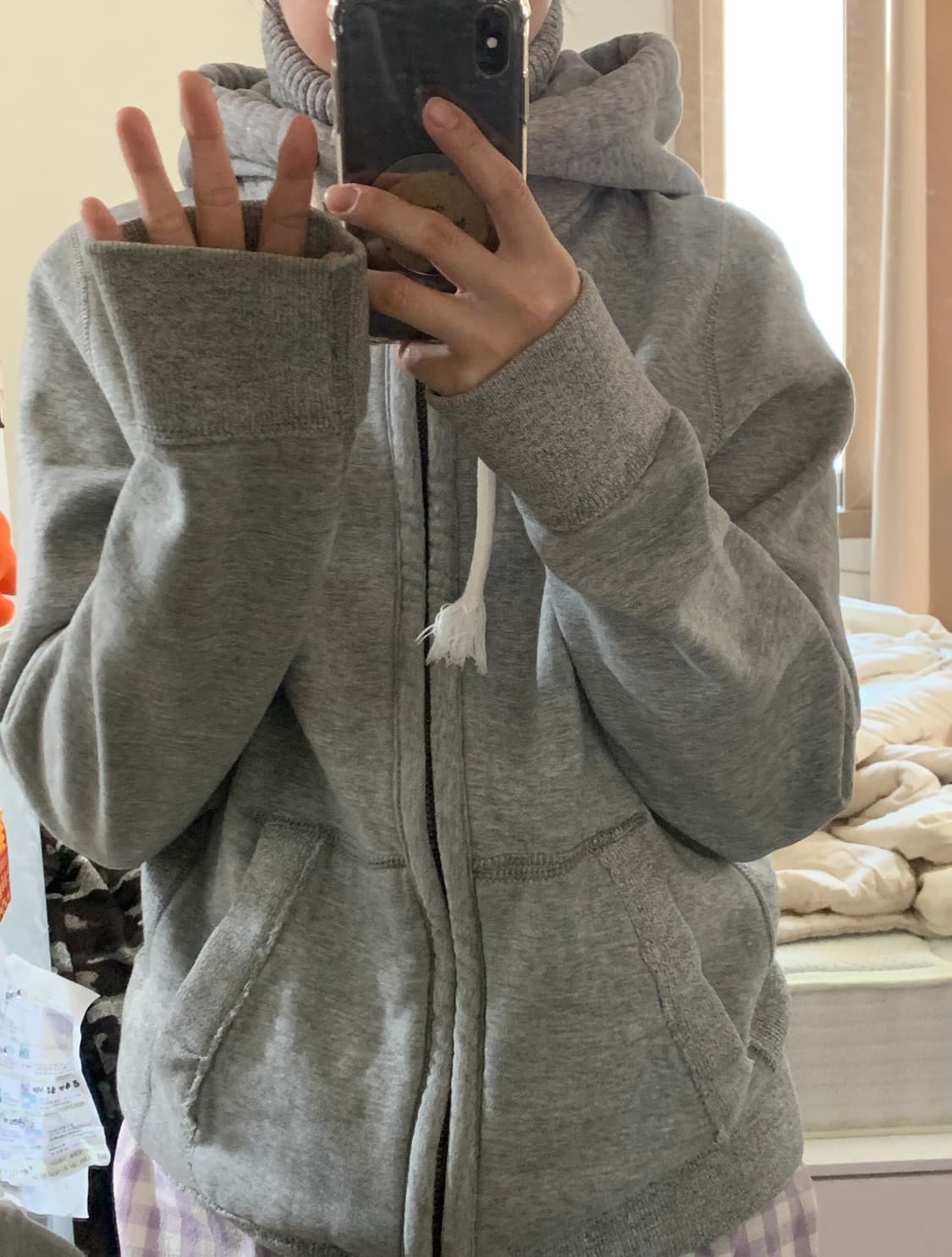 아베크롬비 머슬핏 그레이 하이넥 후드집업 팔아요🩶 착샷O 상품이미지5