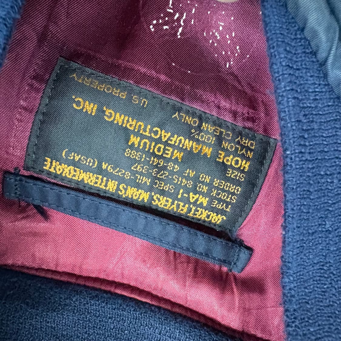 (95)Usa made Hope mfg ma-1 상품이미지4