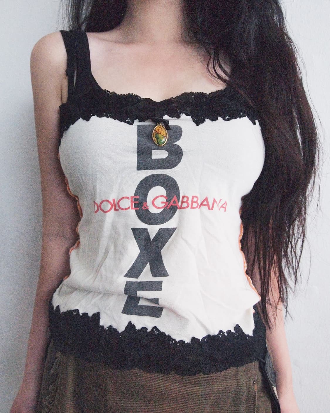 rare* 00‘s 돌체앤가바나 “boxe” 레이스 트림 슬리브리스 상품이미지1