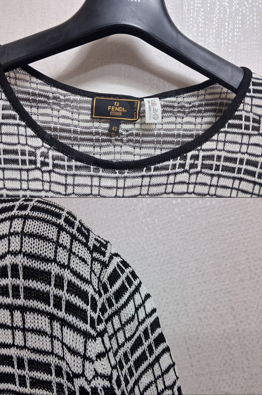 펜디 비스코스 레이욘니트  긴팔 티 검정 주카 여성55적당 FF로고 상품이미지4