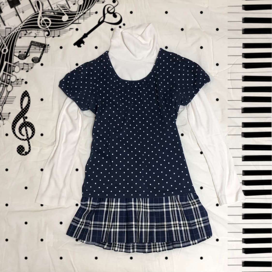 Japanese Vintage ✩⡱사와코 모리걸 도트 코디 세트 3p 상품이미지1