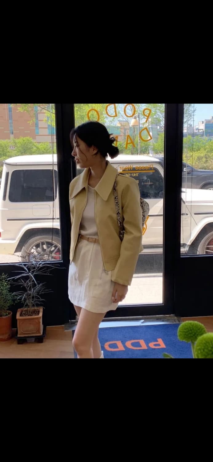 트렌디어페럴 옐로우 가죽자켓 상품이미지2