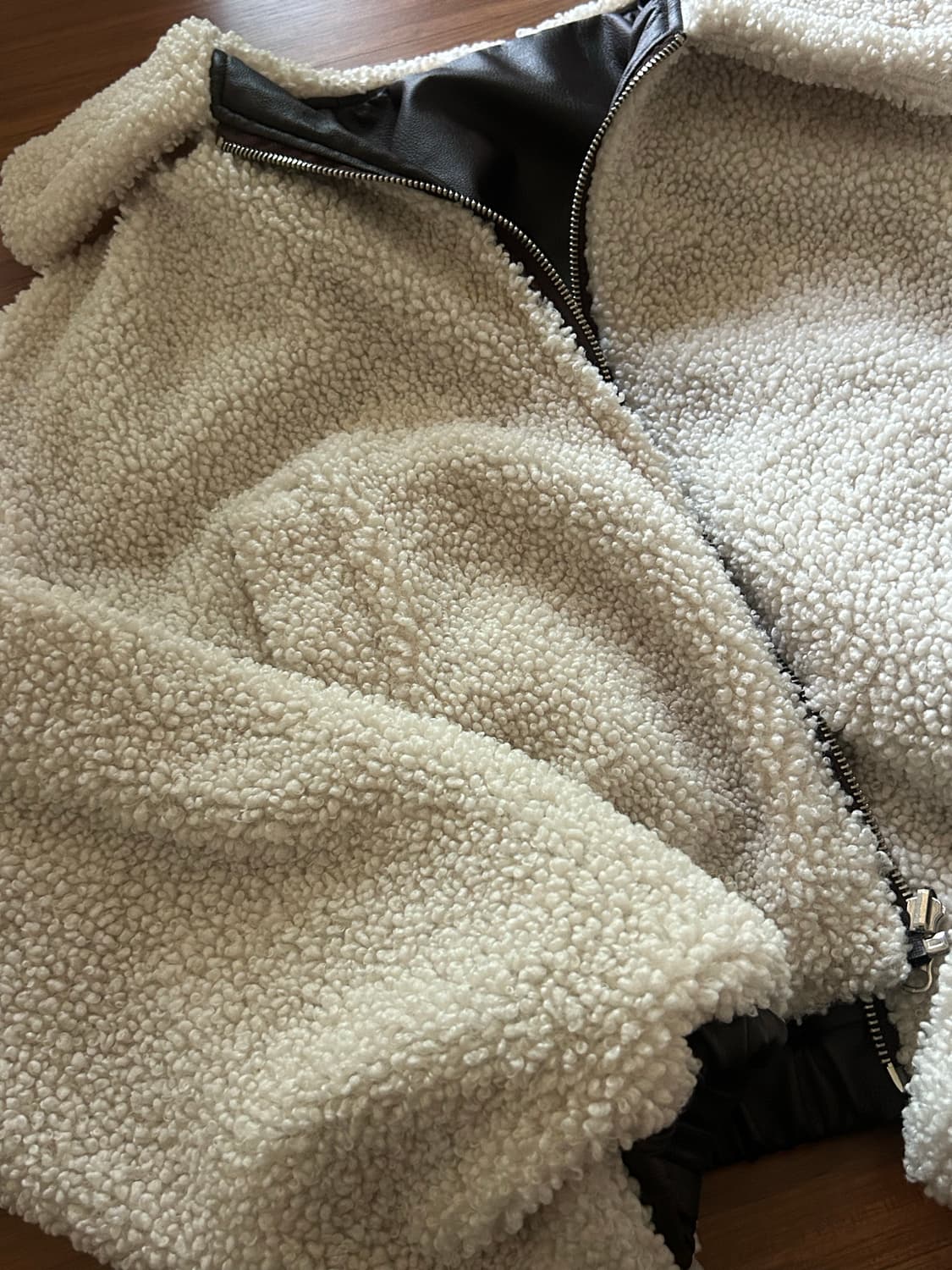 바이바이섭 리버시블 Faux 레더 점퍼 브라운 상품이미지7