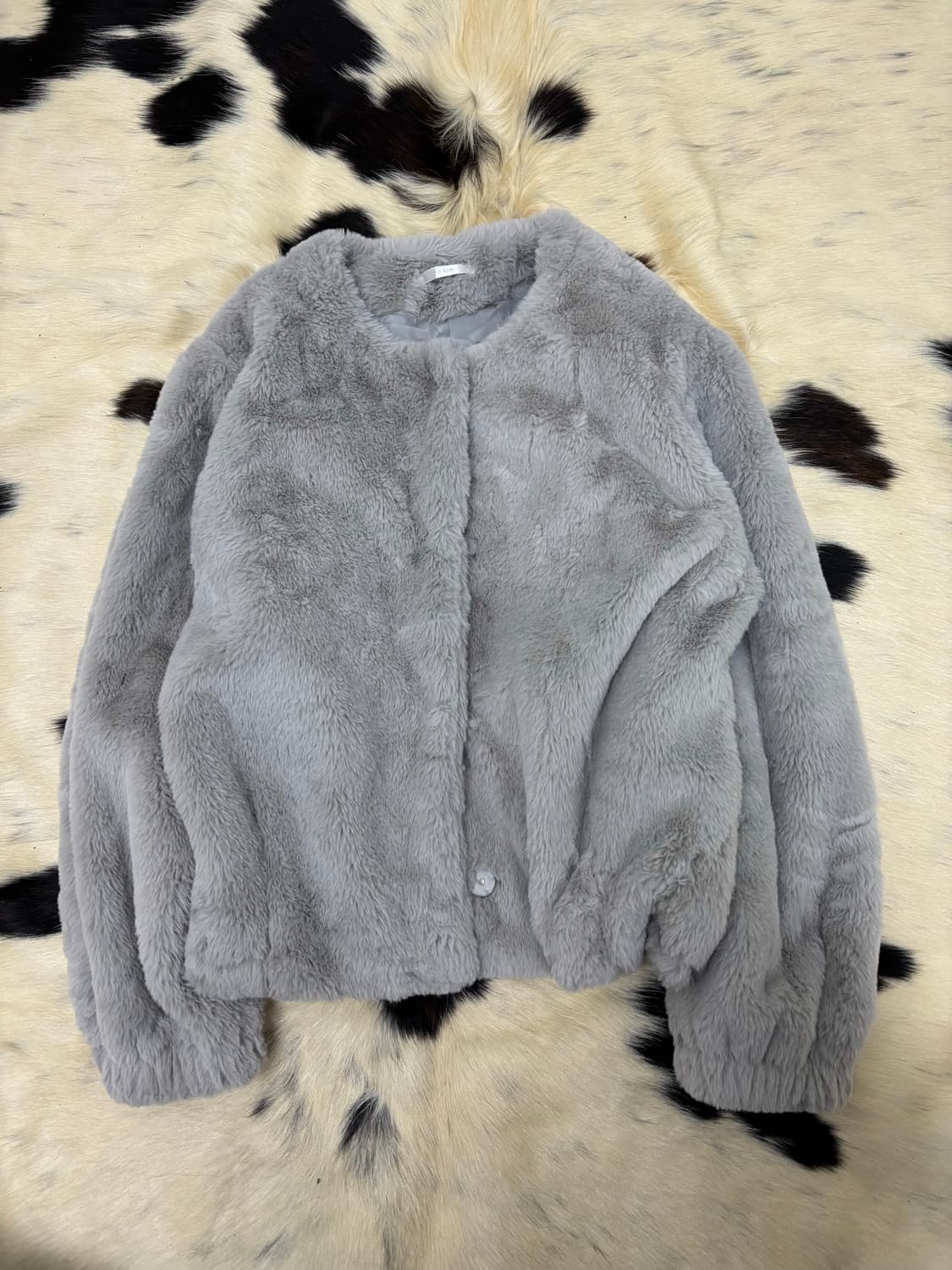 None-Neck Grey Fleece Jacket 상품이미지3