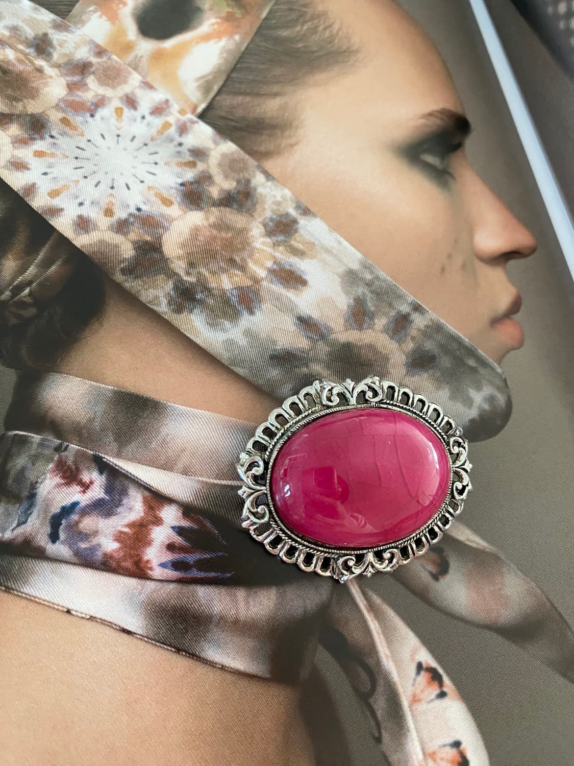 빈티지 오벌 핑크 브로치 앤틱 상품이미지5