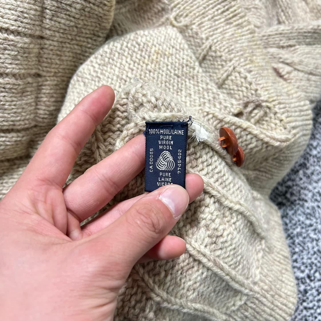 폴로 숄카라 헤비 울 니트 케이블 가디건 상품이미지6