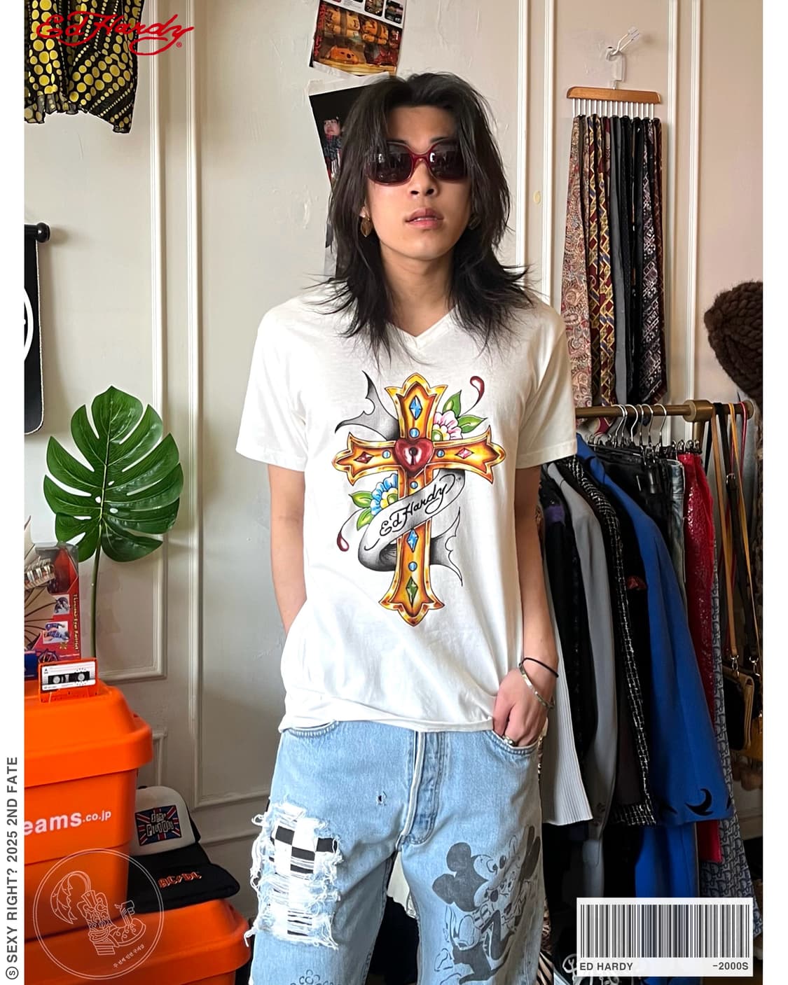 2000s ED hardy Gothic Cross T-Shirt 상품이미지1