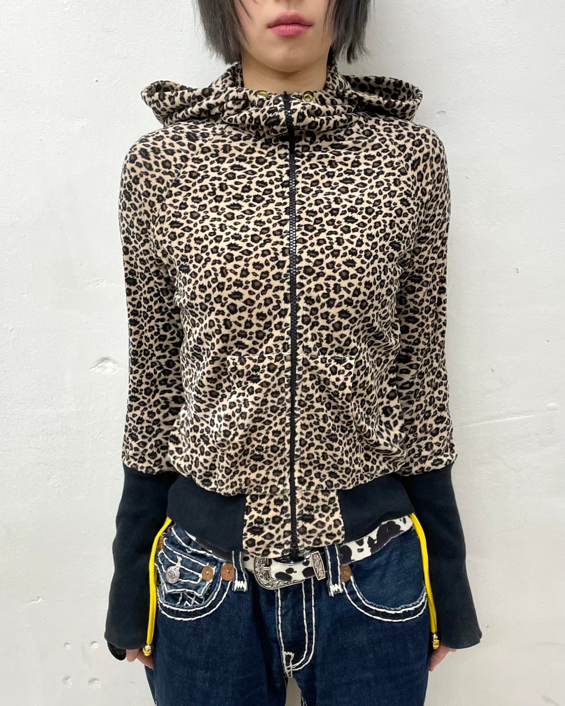 Cat High Neck Leopard Hooded Zip-Up  상품이미지2