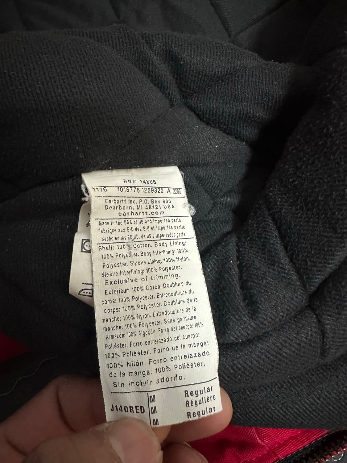 칼하트 액티브 자켓 레드 M 상품이미지7