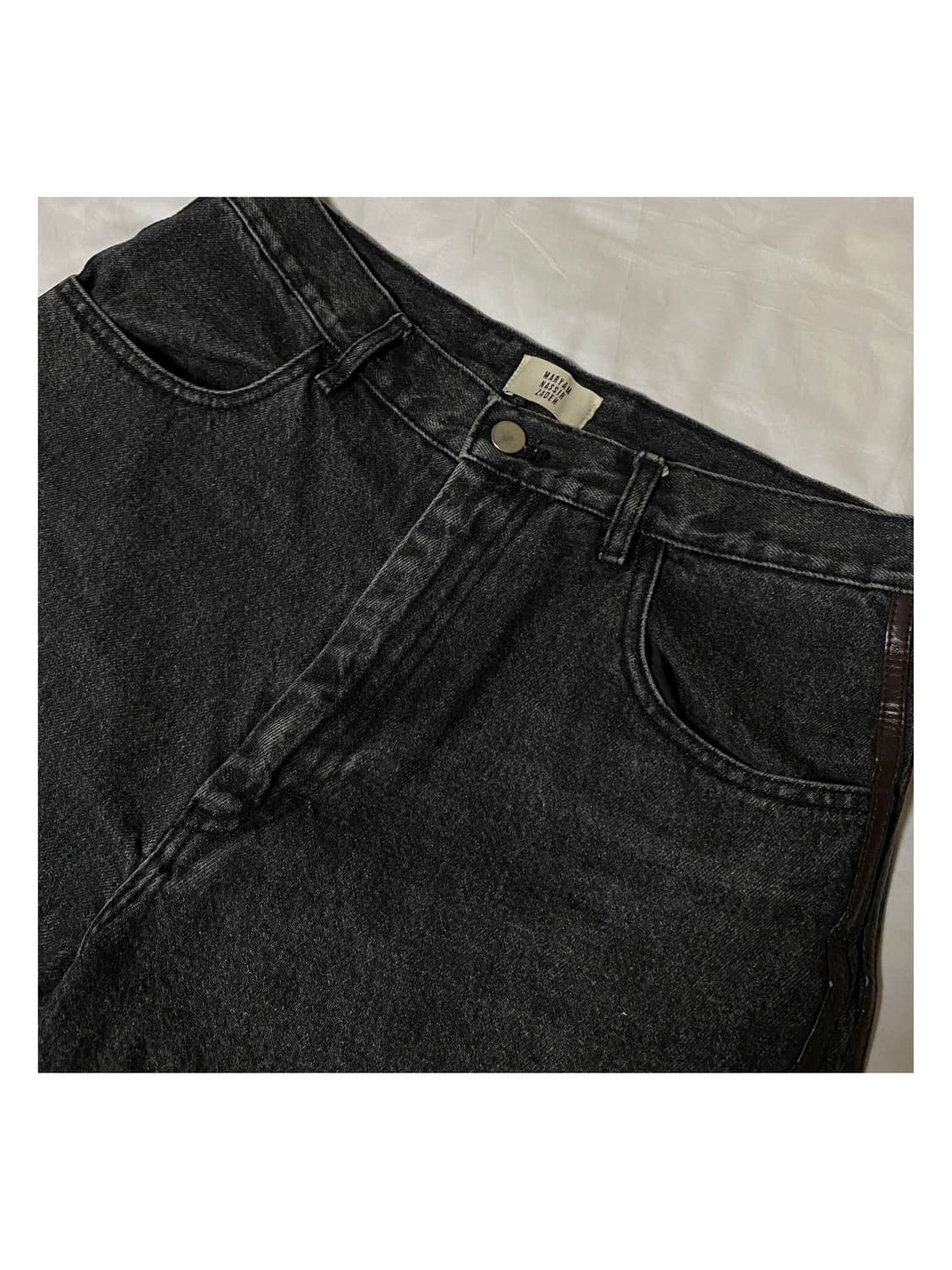 마리암나시르자데 사이드 레더 라인 버뮤다 팬츠 데님 쇼츠 아카이브 슬랙스 상품이미지3