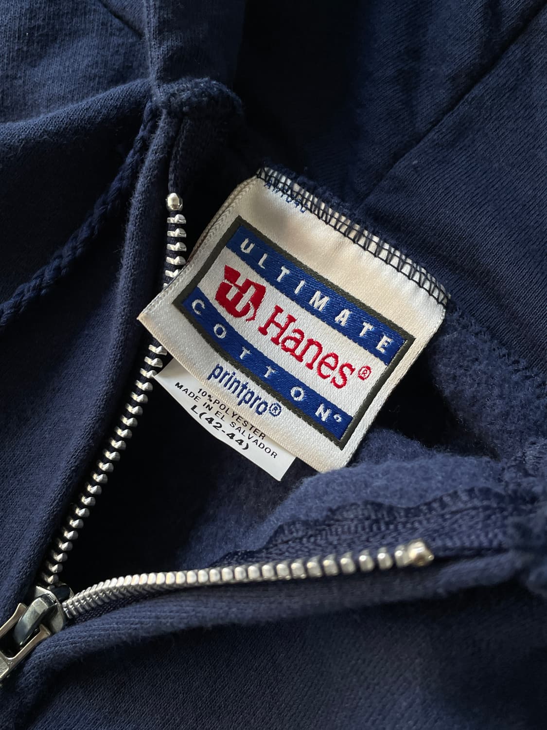 90s Hanes Navy Blank Hood Zip 상품이미지5