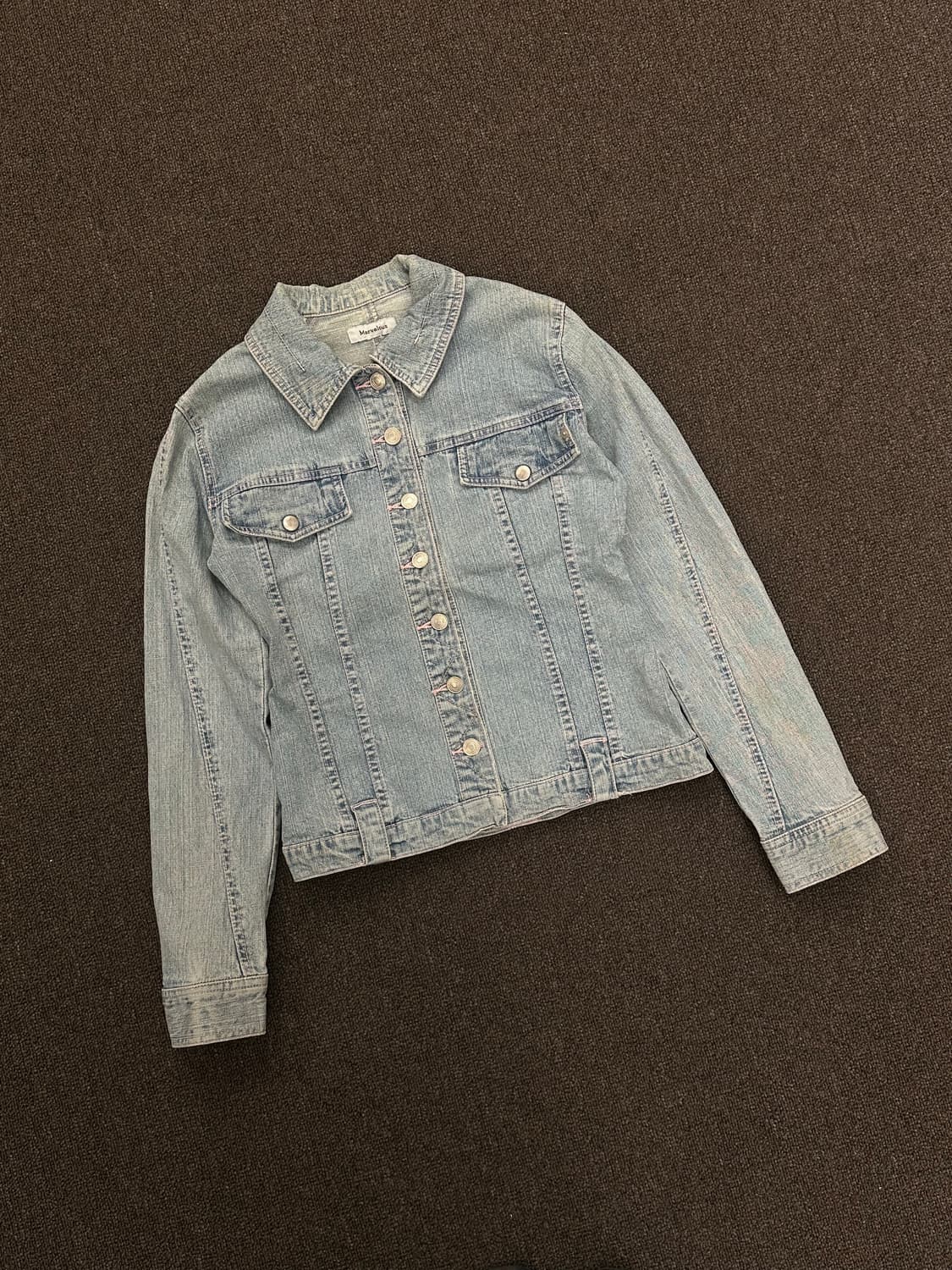 38)Japanese vintage 여성 핑크 스티치 디테일 연청 데님  상품이미지1