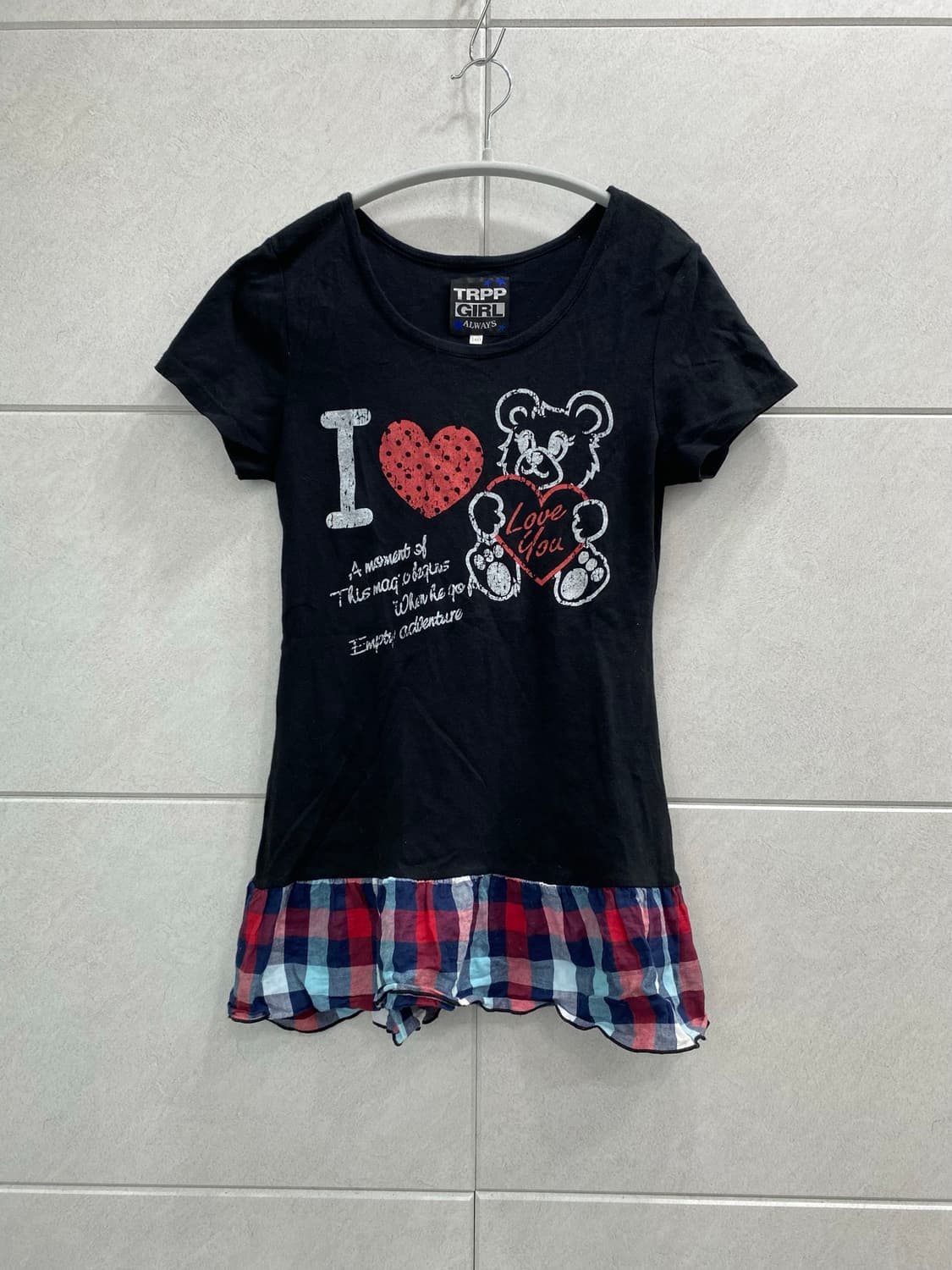 2000s Kitsch Mood Check Layered Slim Tee 상품이미지1