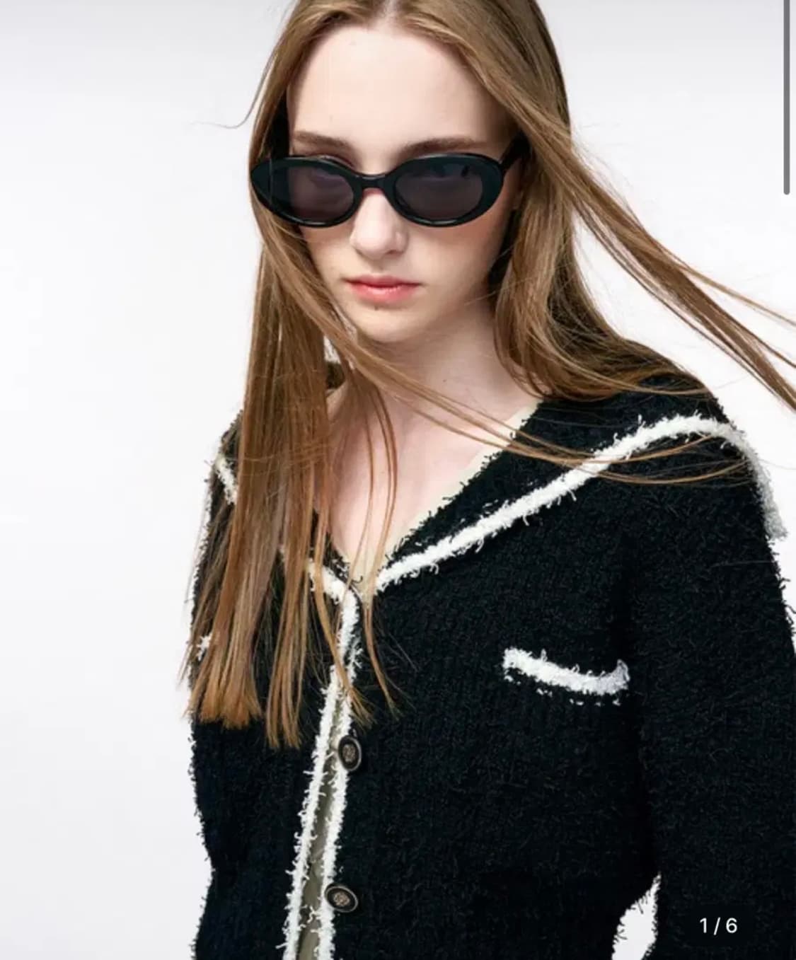 에트몽 숄 세일러 카라 니트 가디건 블락 상품이미지1