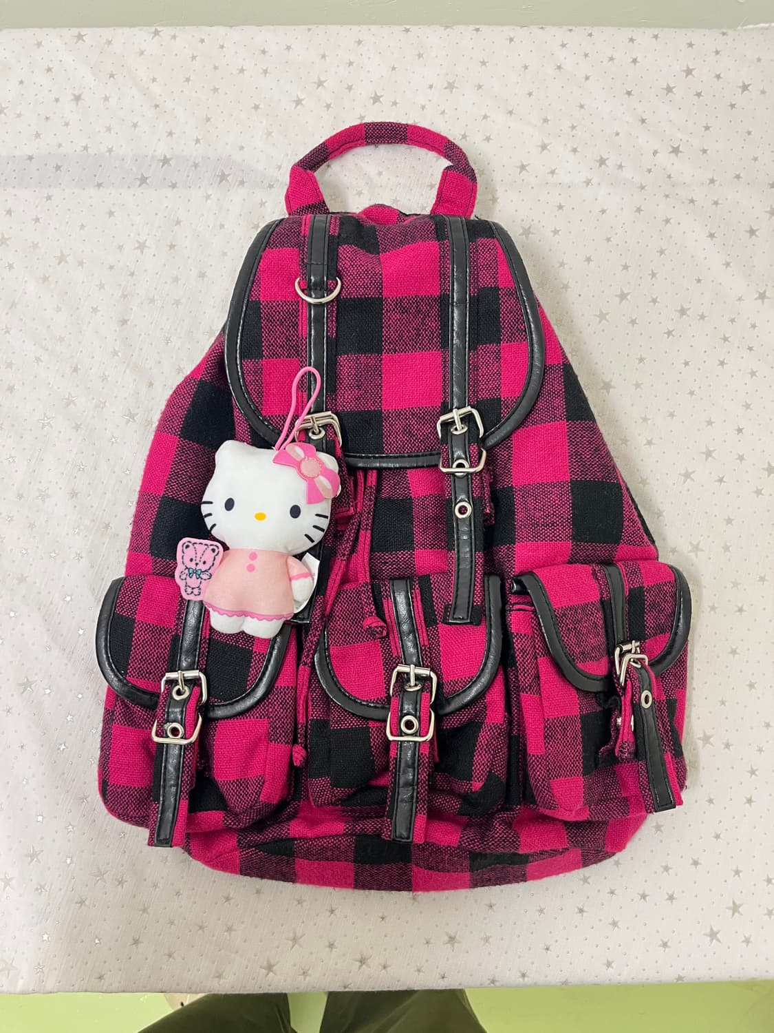 핫핑크 체크 모리걸 백팩 💕 상품이미지7
