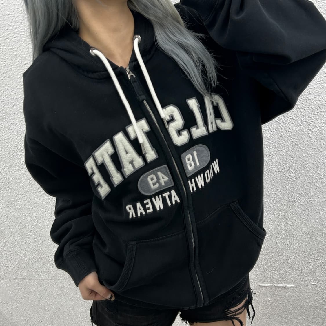 후아유 센터로고 블랙 후드집업 XL 상품이미지1