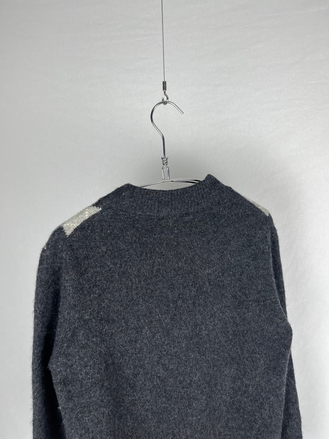 Vintage 아가일 패턴 울 니트 집업 상품이미지4