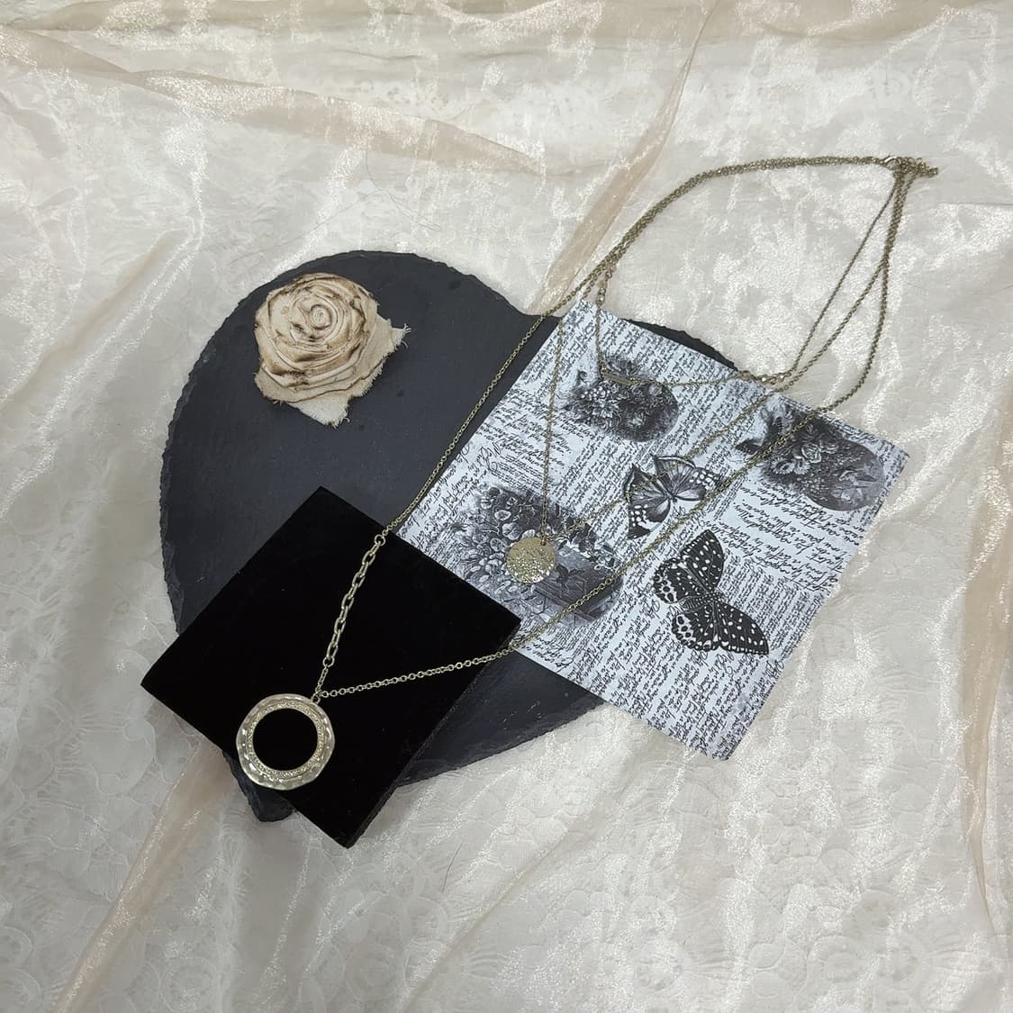 빈티지  3층 레이어드 오리엔탈 해머링 링 목걸이 상품이미지2