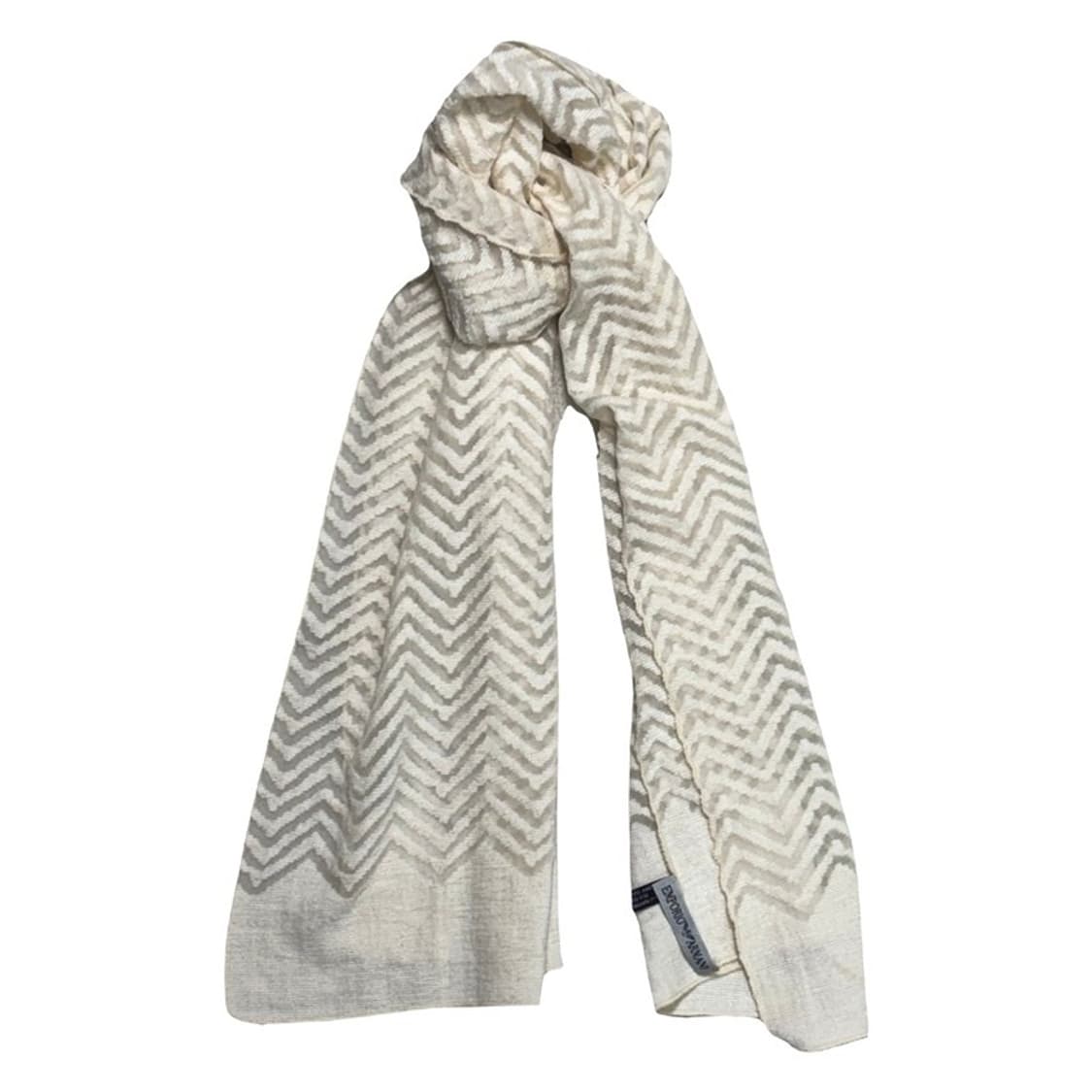 EMPORIO ARMANI 세브런 패턴 실크 스카프 아이보리 상품이미지1