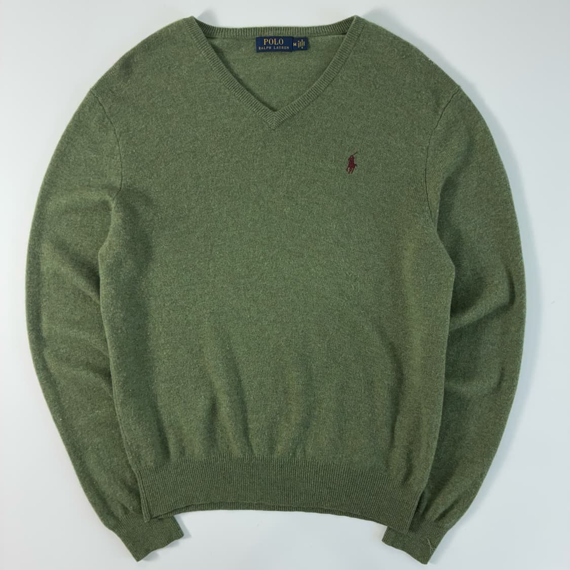 Polo  폴로 랄프로렌 자수 울 카키 브이넥 니트  상품이미지1