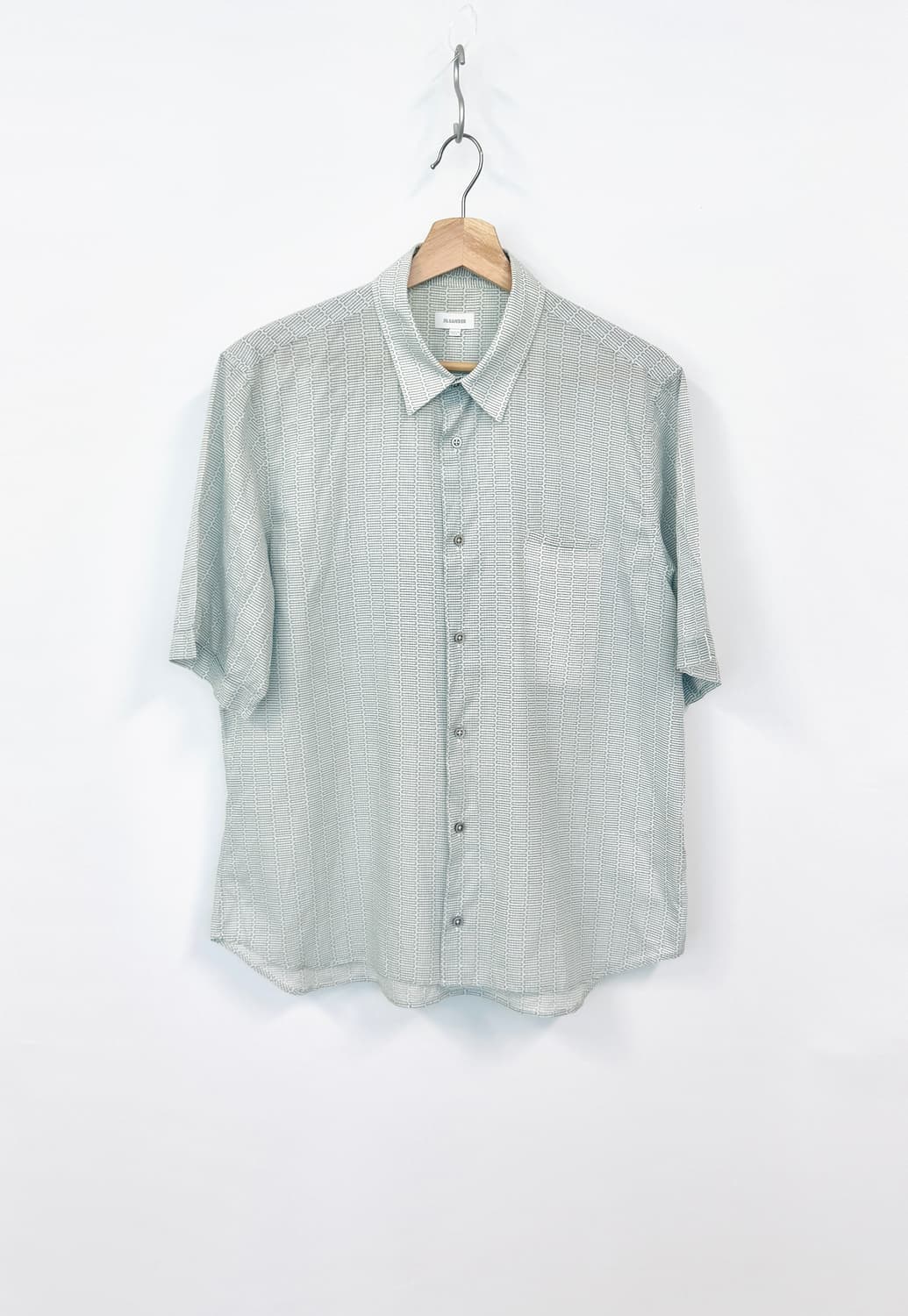 JILSANDER 질샌더 기하학 패턴 에메랄드 반팔 셔츠 42 상품이미지1