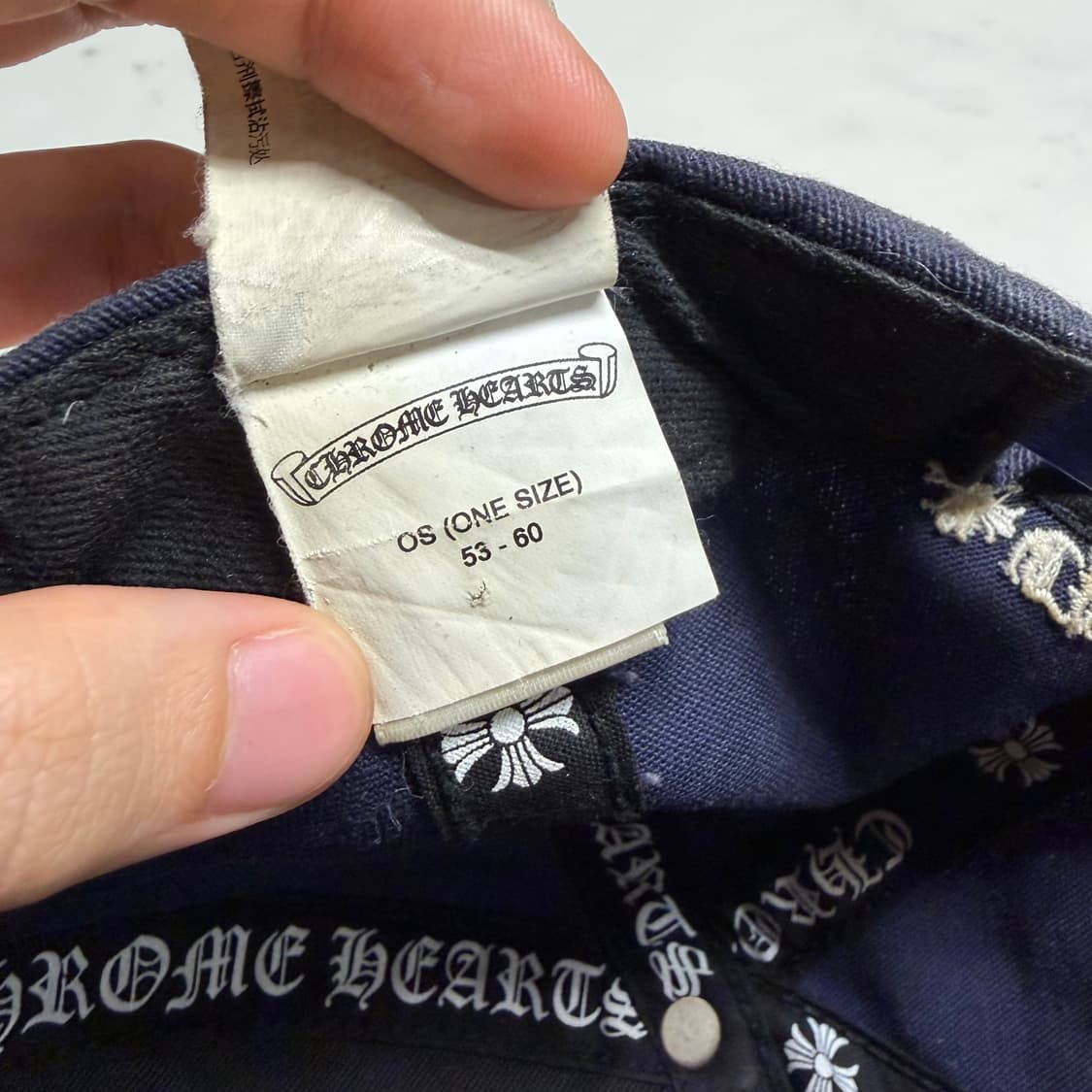 레어) 크롬하츠 Ch 로고 자수 베이스볼 캡 모자 네이비 OS 상품이미지8