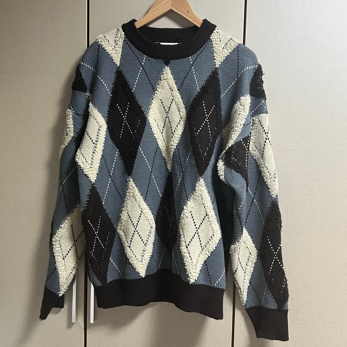 제너럴아이디어 아가일 오버핏 니트 S 상품이미지3