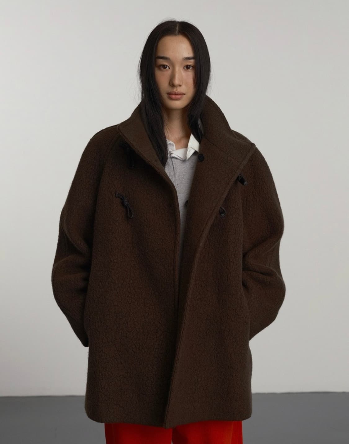 gbh apparel high neck toggle coat brown  상품이미지1